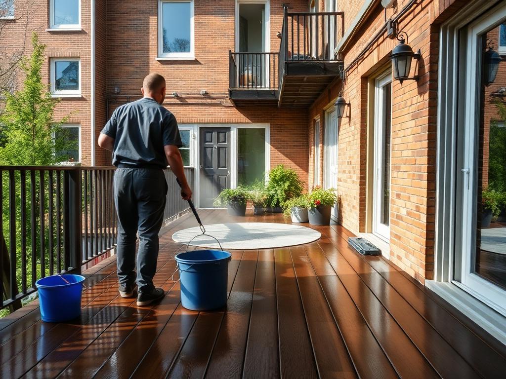 Schoonmaken van vlonder bij appartementencomplex — vlonderproject Schoonmaken door Vlonderhoud Schoonmaken van vlonder bij appartementencomplex — vlonderproject Schoonmaken door Vlonderhoud
